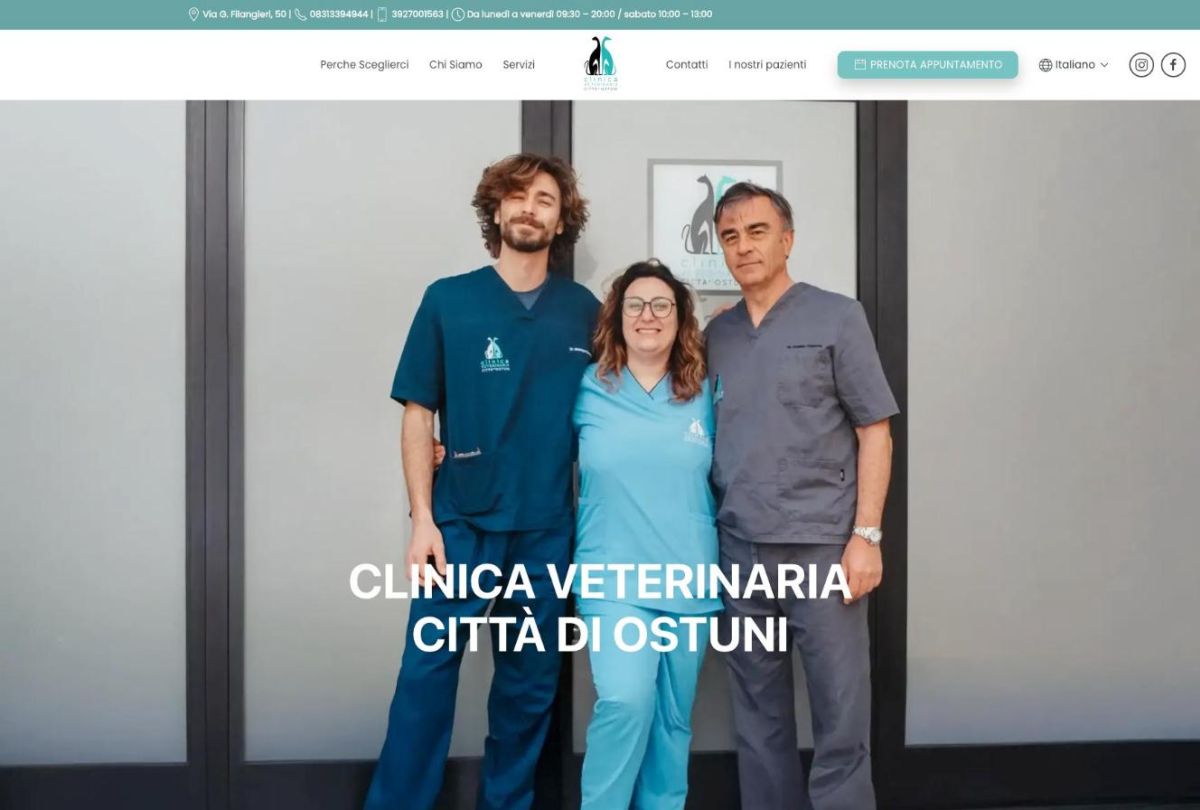 Sito web Clinica Veterinaria Città di Ostuni realizzato da Tastiere Digitali